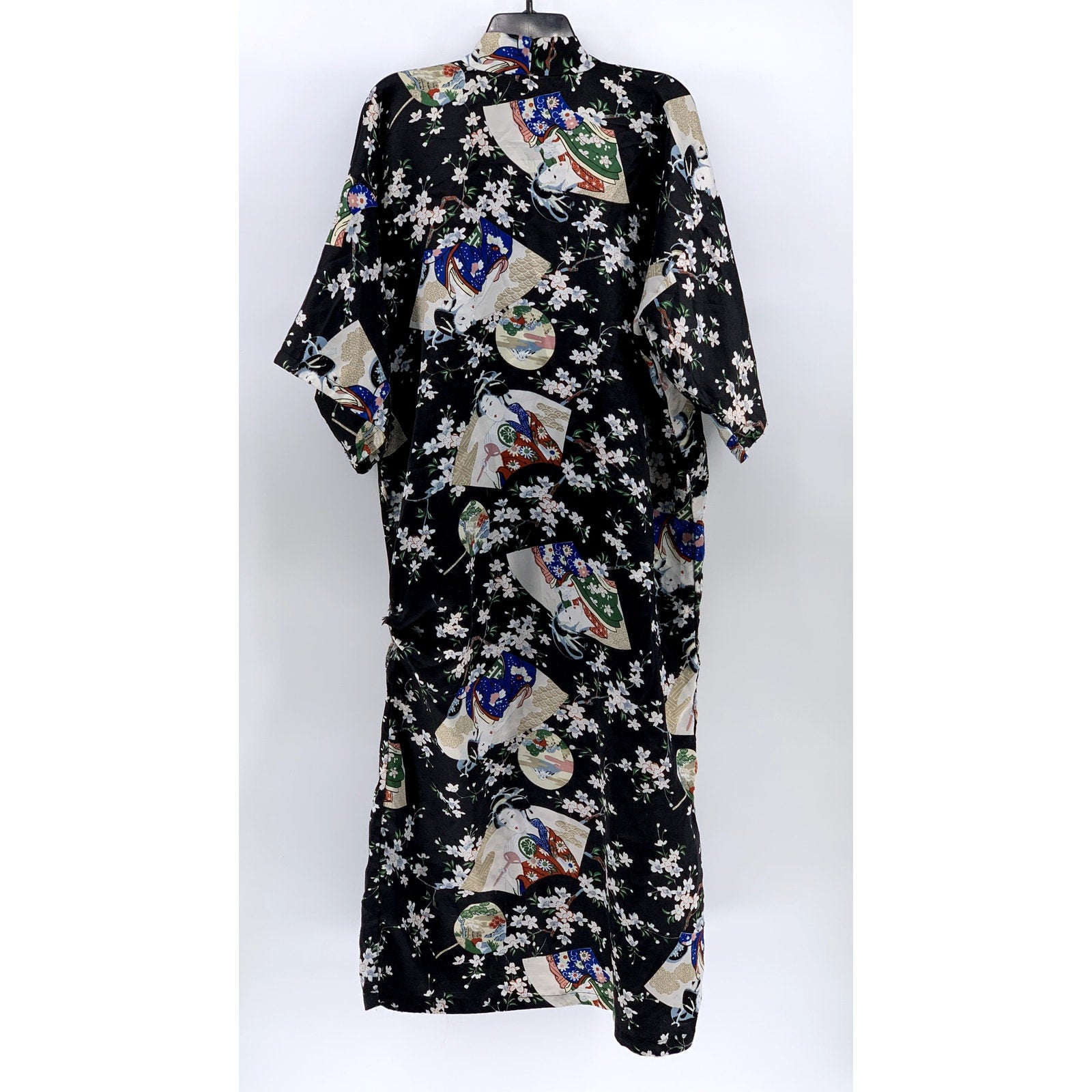 UNBRANDED Women's Black Floral Wide Sleeve Kimono SZ OS