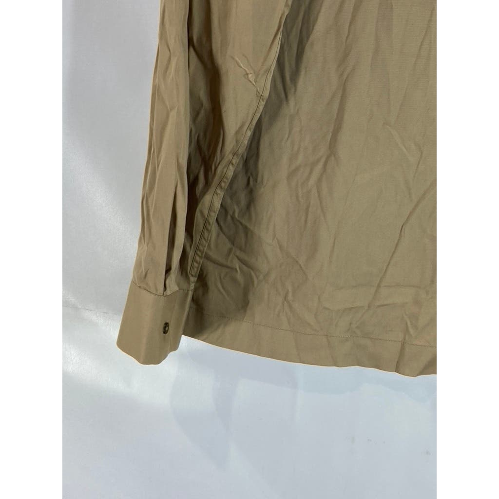 ZARA Men's Tan Relaxed-Fit Button-Up Long Sleeve Shirt SZ L