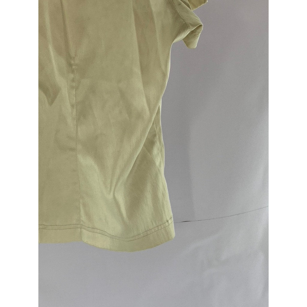 JORDACHE FASHION Women's Vintage Tan Button-Up Short Sleeve Top SZ L