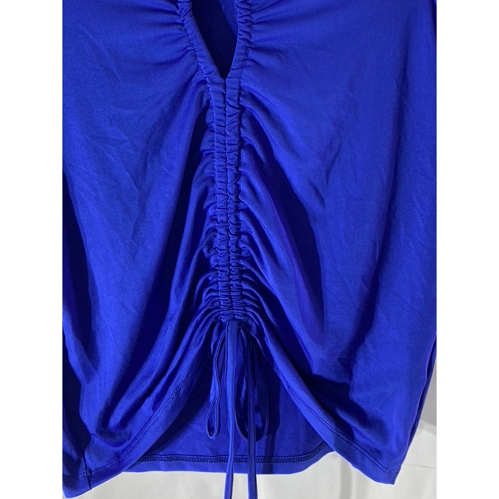 COLLECTION PIMKIE Women’s Royal Blue Cinched-Front Short Sleeve Top SZ L