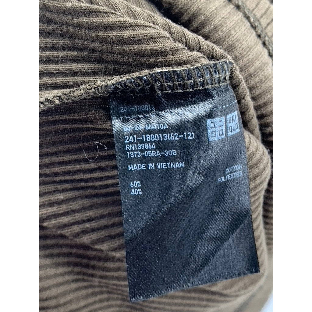 UNIQLO Women's Brown Ribbed Crewneck Short Sleeve Casual T-Shirt SZ XS