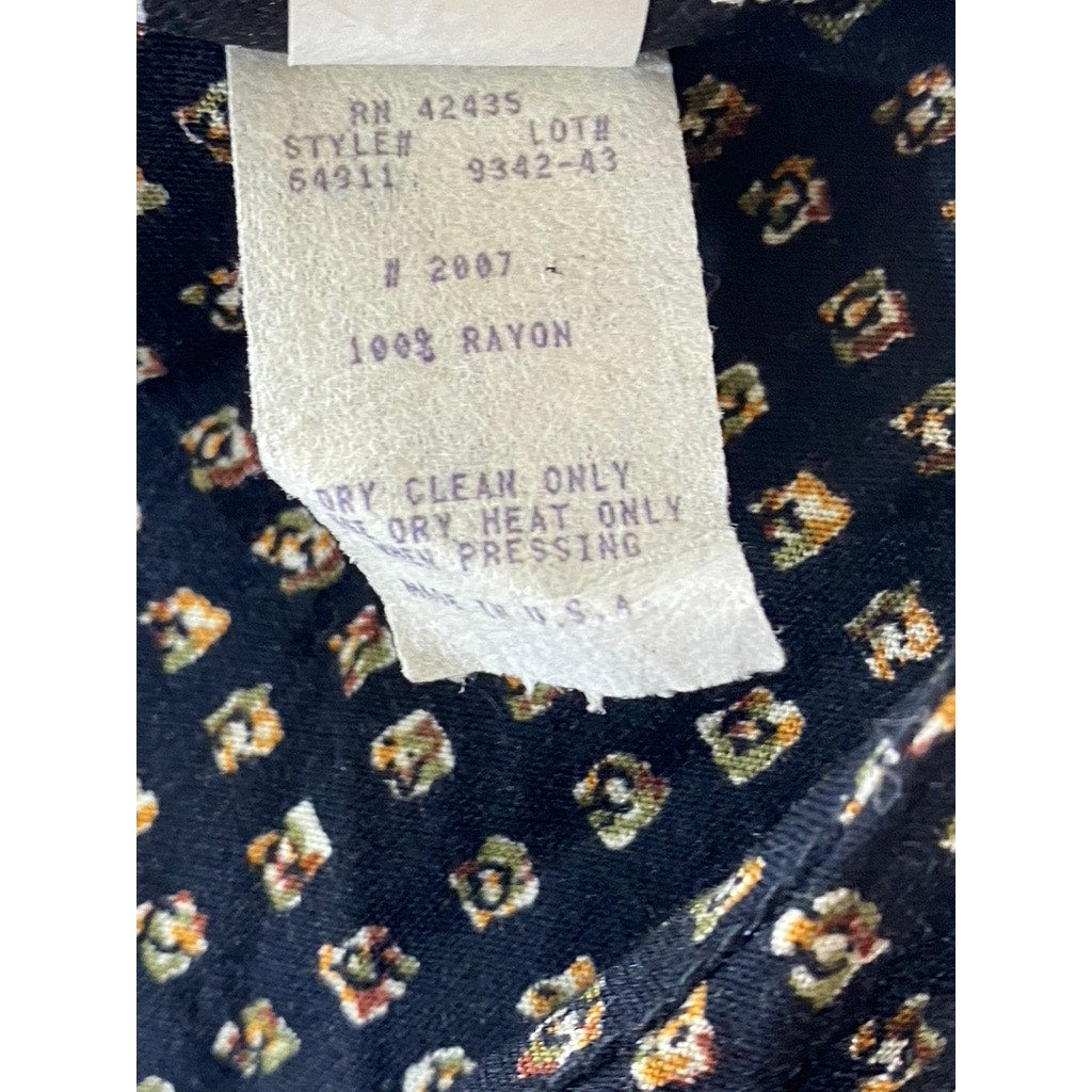 SHERI MARTIN Women's Black Printed Side-Tie Short Sleeve A-Line Dress SZ 12