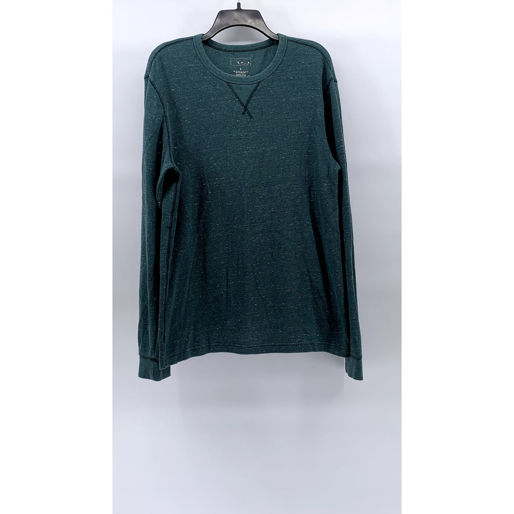 UNBRANDED Men's Green Crewneck Long Sleeve Casual Thermal Shirt SZ L