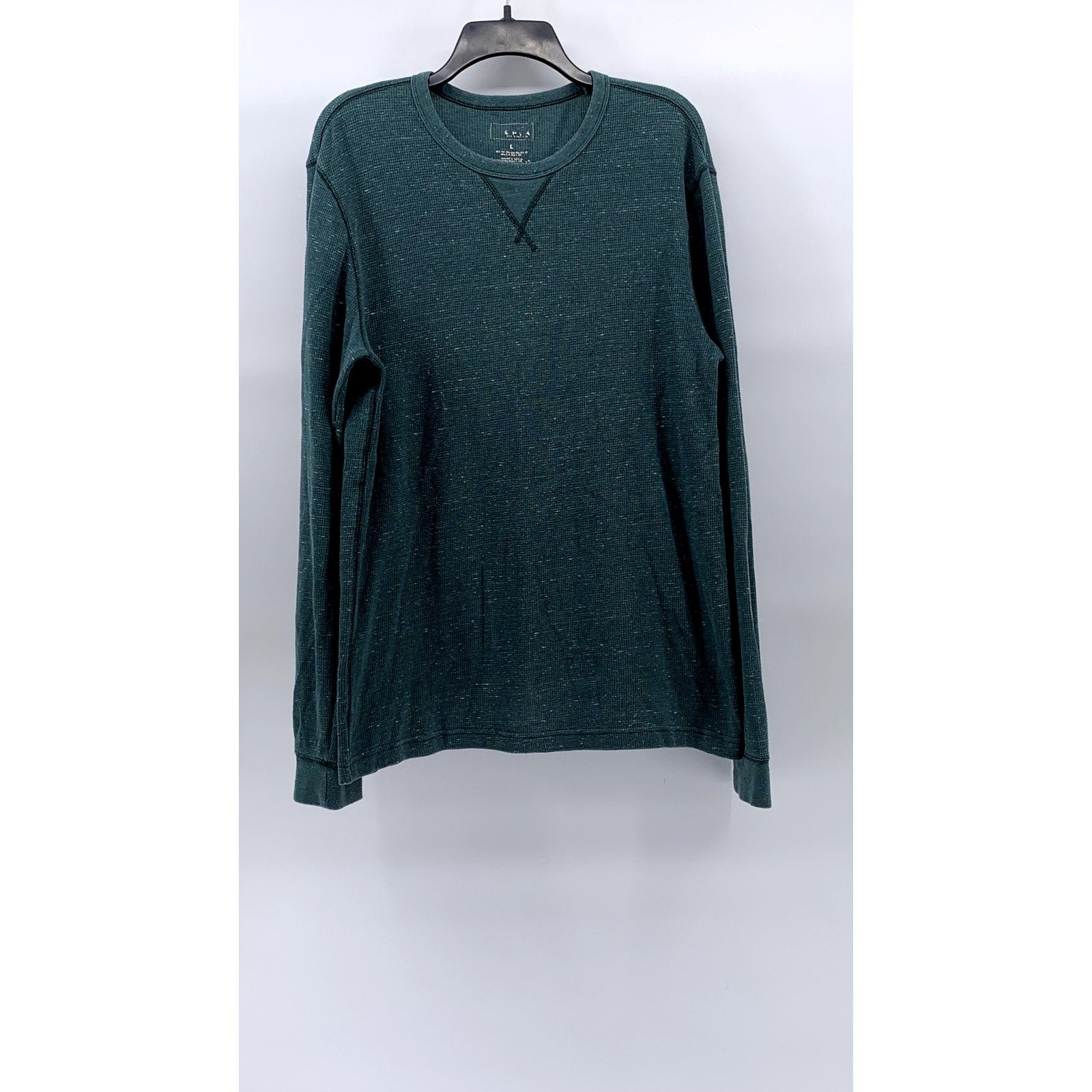 UNBRANDED Men's Green Crewneck Long Sleeve Casual Thermal Shirt SZ L