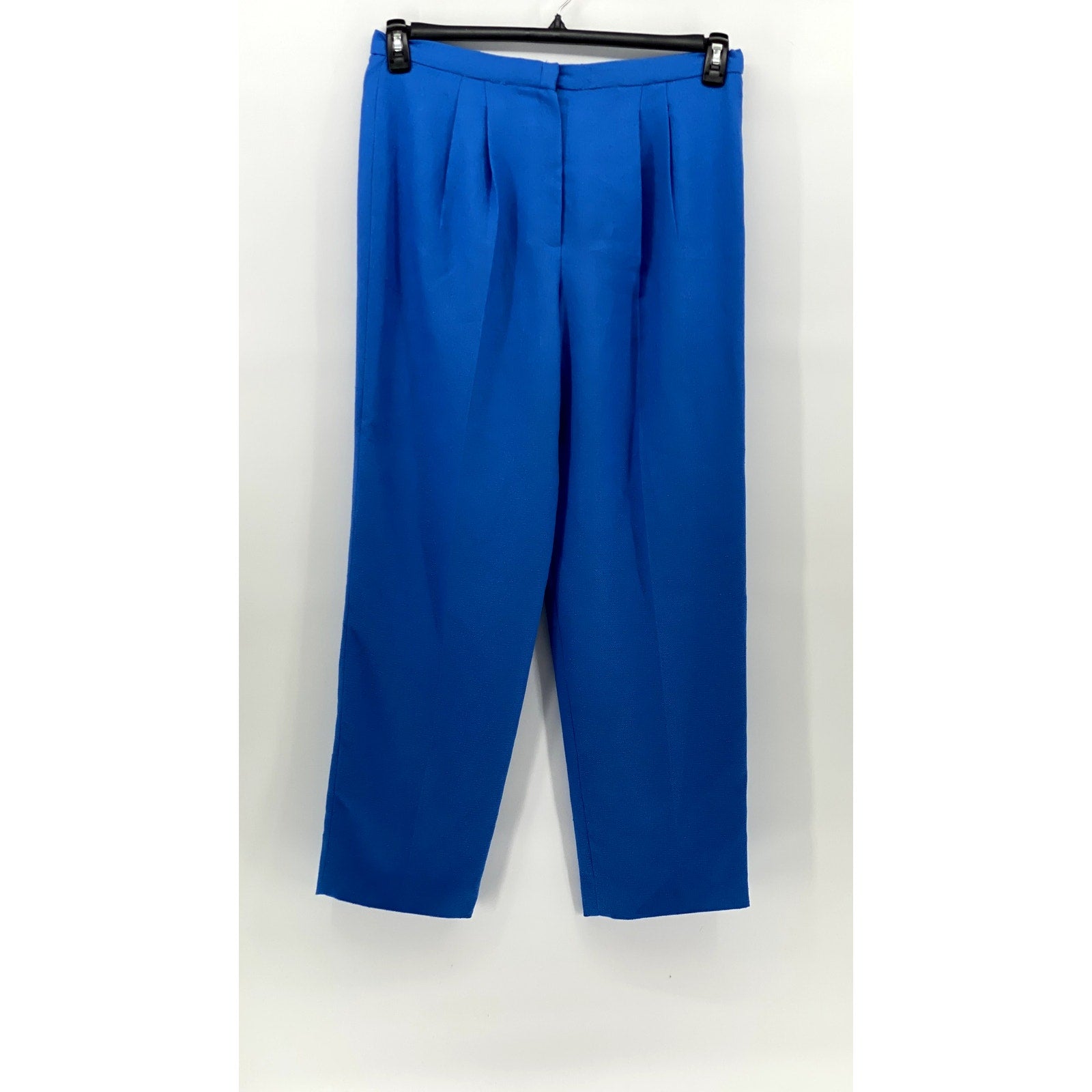 UNBRANDED Women's Royal Blue Textured Pleated Straight-Leg Pant SZ S