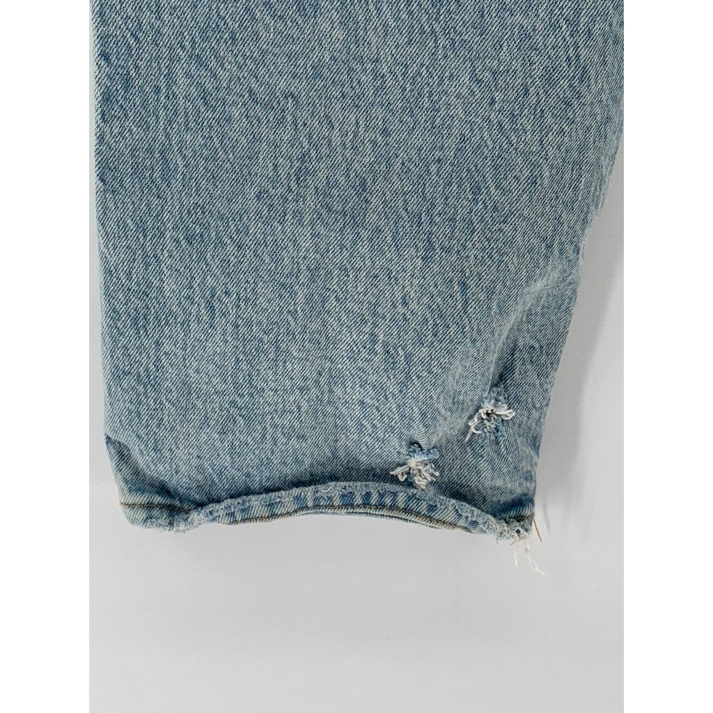 ABERCROMBIE & FITCH Women's Light Blue Denim Distressed 90's Straight Jeans SZ25