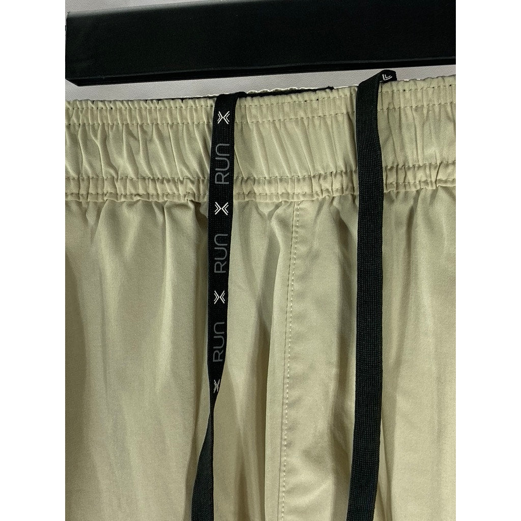XERSION Men's Beige-Black Elastic-Waist Quick-Dri Active Running Shorts SZ S