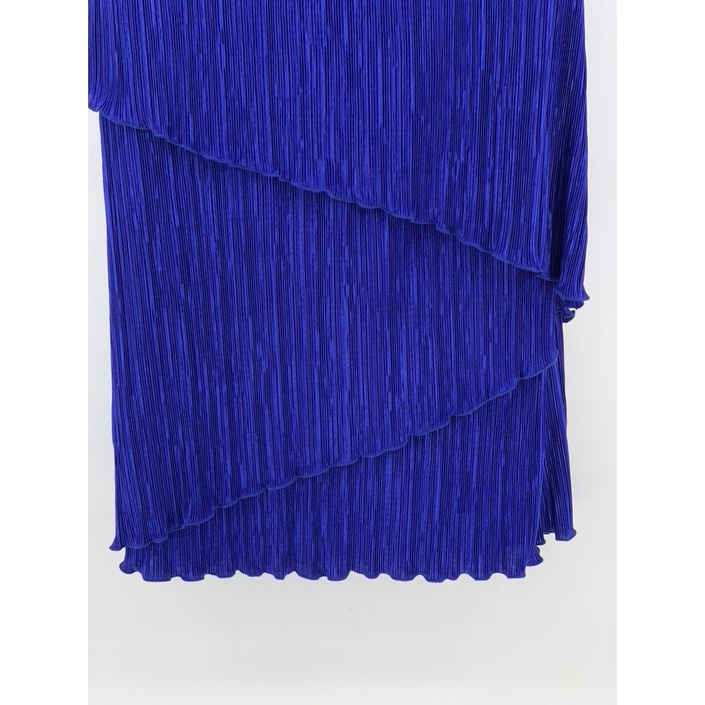 CONNECTED Women's Petite Dark Blue Pleated Tiered Dress SZ 14P