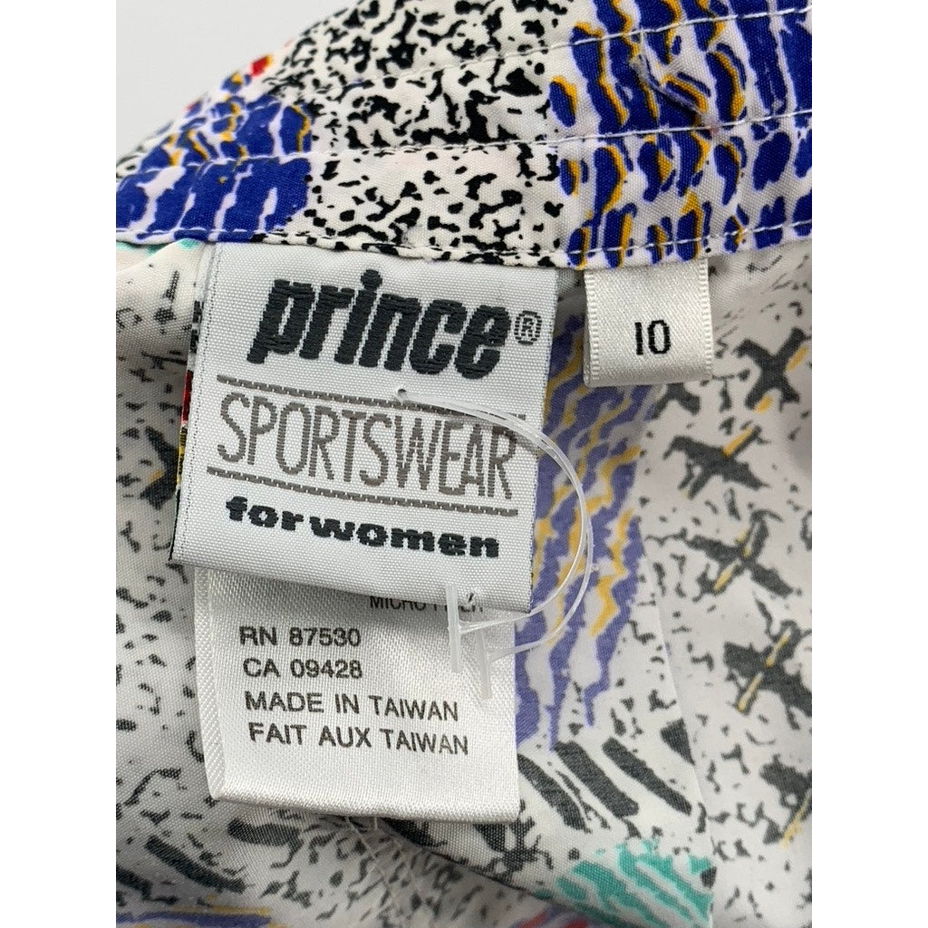 PRINCE SPORTSWEAR Women's Vintage 90's Multi Printed Pleated Tennis Skirt SZ 10