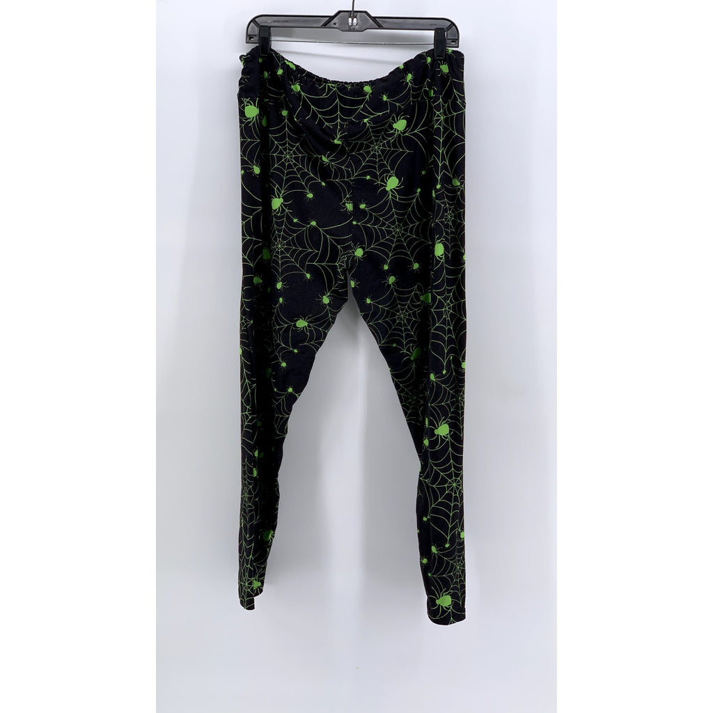 FABULEGS Women's Black-Green Spider-Web Print Leggings SZ XXL