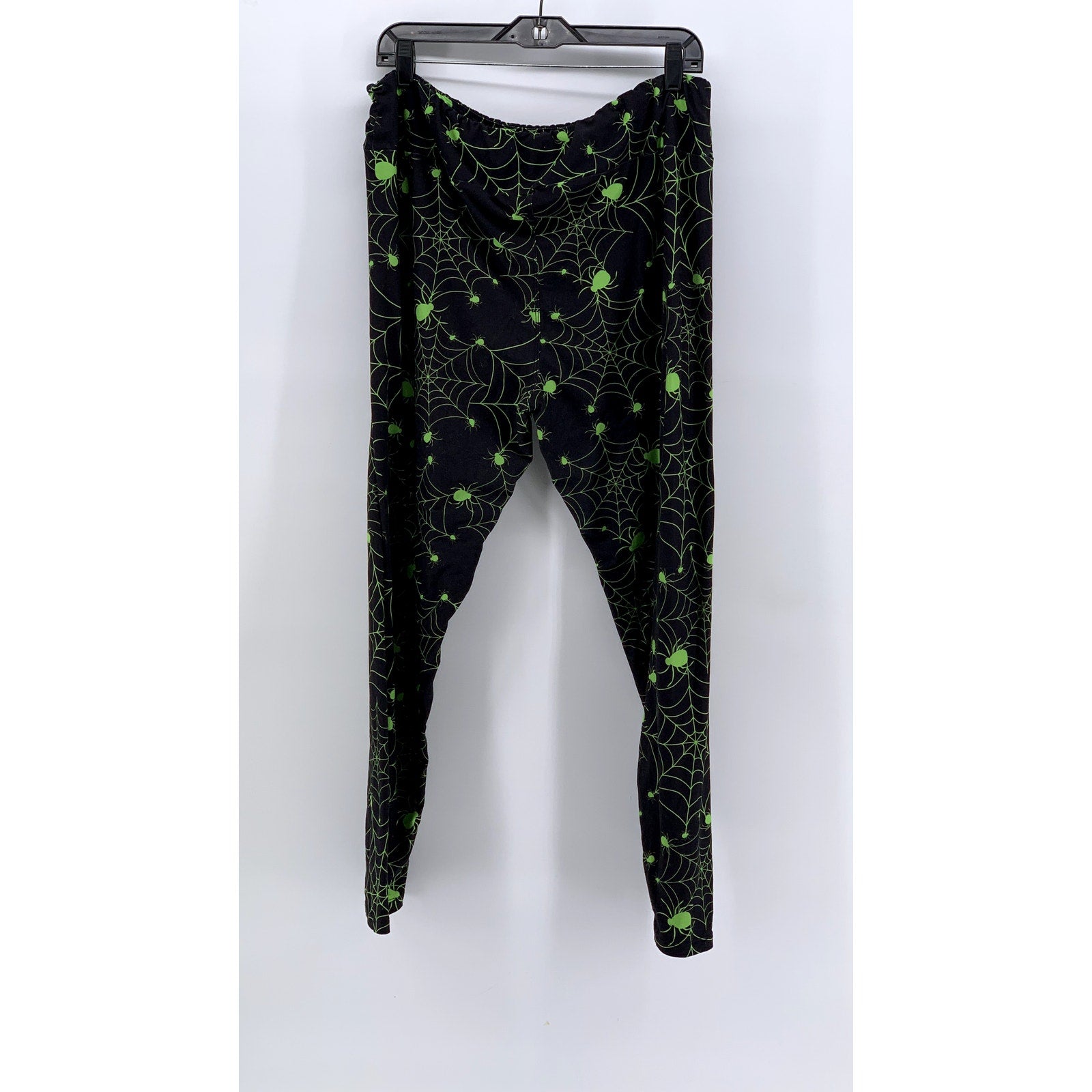 FABULEGS Women's Black-Green Spider-Web Print Leggings SZ XXL