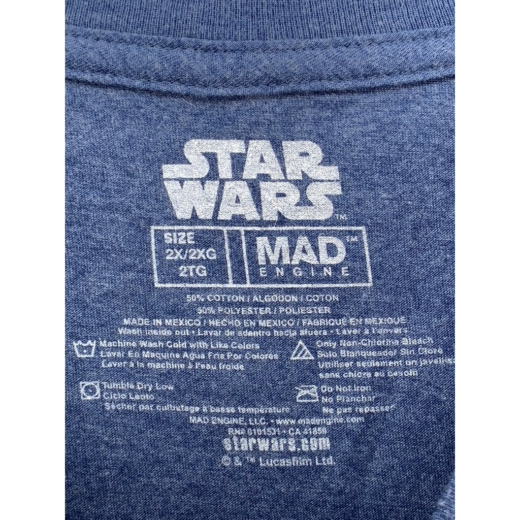 STAR WARS Men's Navy Mad Engine Graphic Crewneck Short Sleeve T-Shirt SZ 2XL