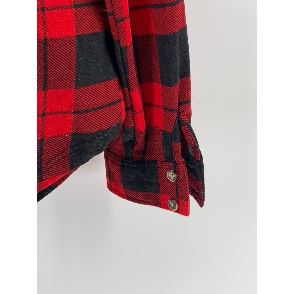 ULTRA FLIRT Women's Red-Black Checkered Button-Up Top SZ M