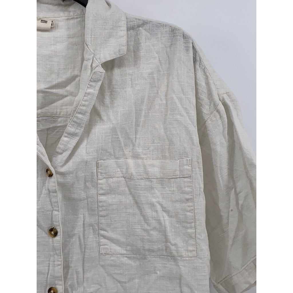 BILLABONG Women's White Button-Up Short Sleeve Top SZ M