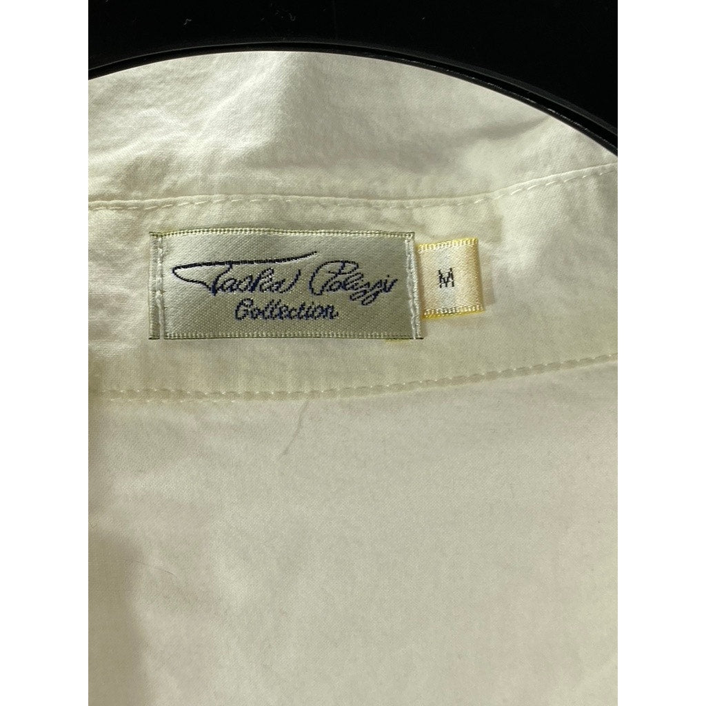 TASHA POLIZZI COLLECTION Women’s Cream Crochet Knit V-Neck Button Top SZ M