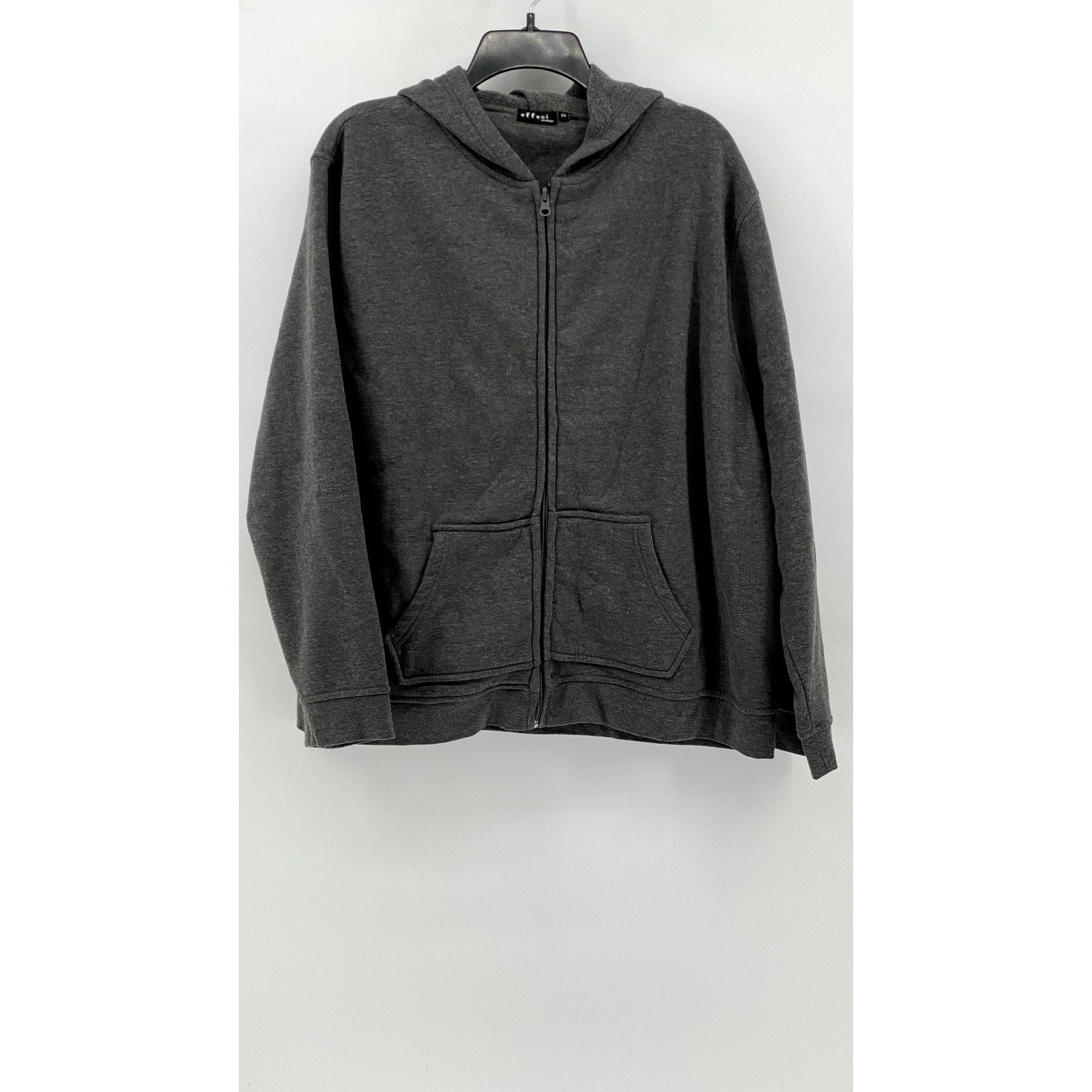 EFFECI Women's Gray Plus Zip-Up Hooded Sweater SZ 3X