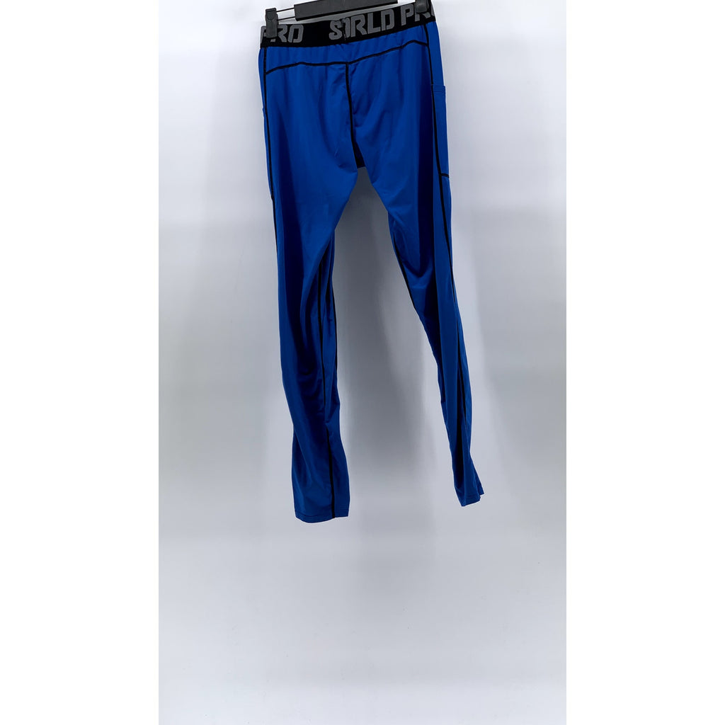 SILKWORLD Pro Men’s Blue-Black Elasticized Waist Compression Pants SZ M