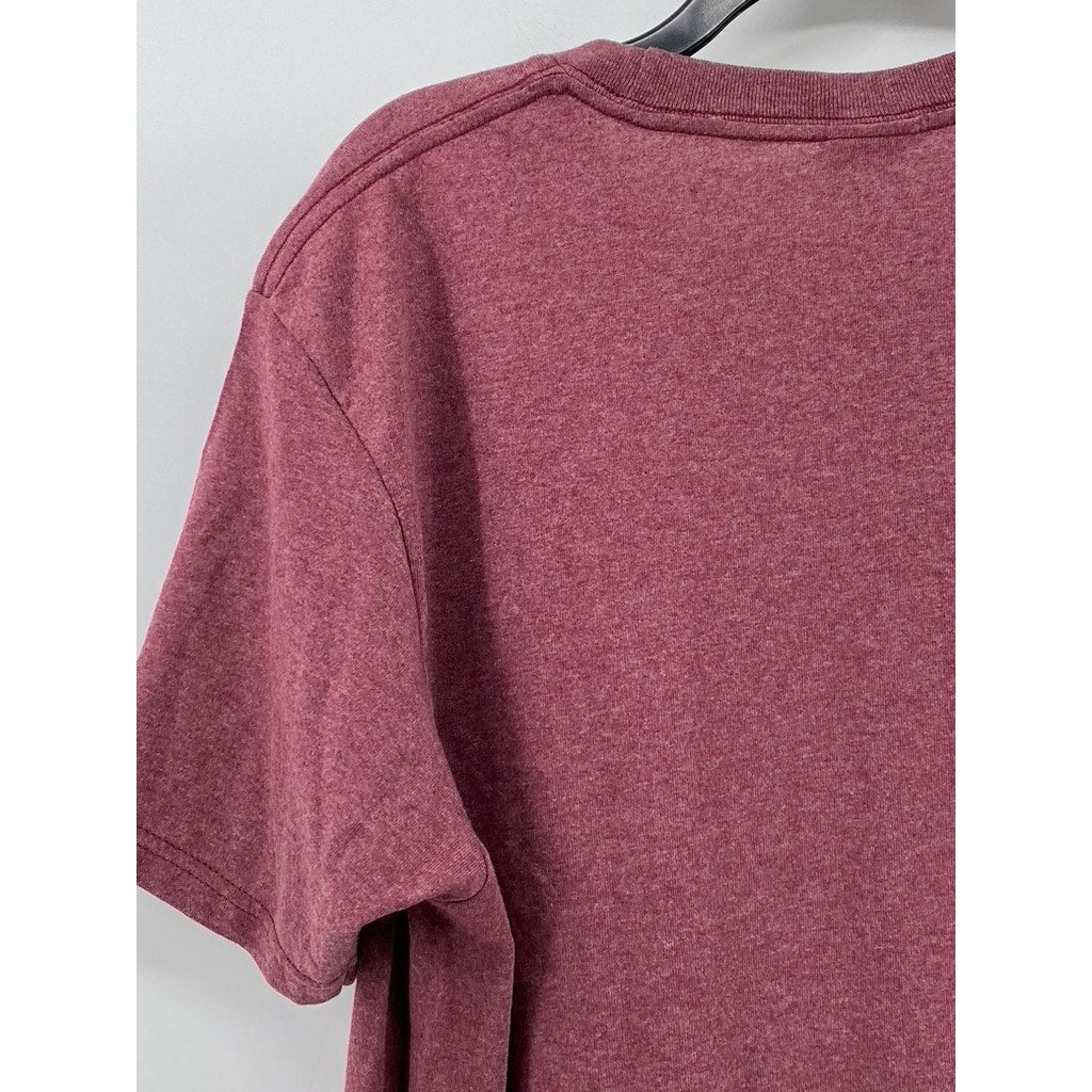 UNBRANDED Men's Burgundy Playa Del Carmen Graphic Short Sleeve T-Shirt SZ L