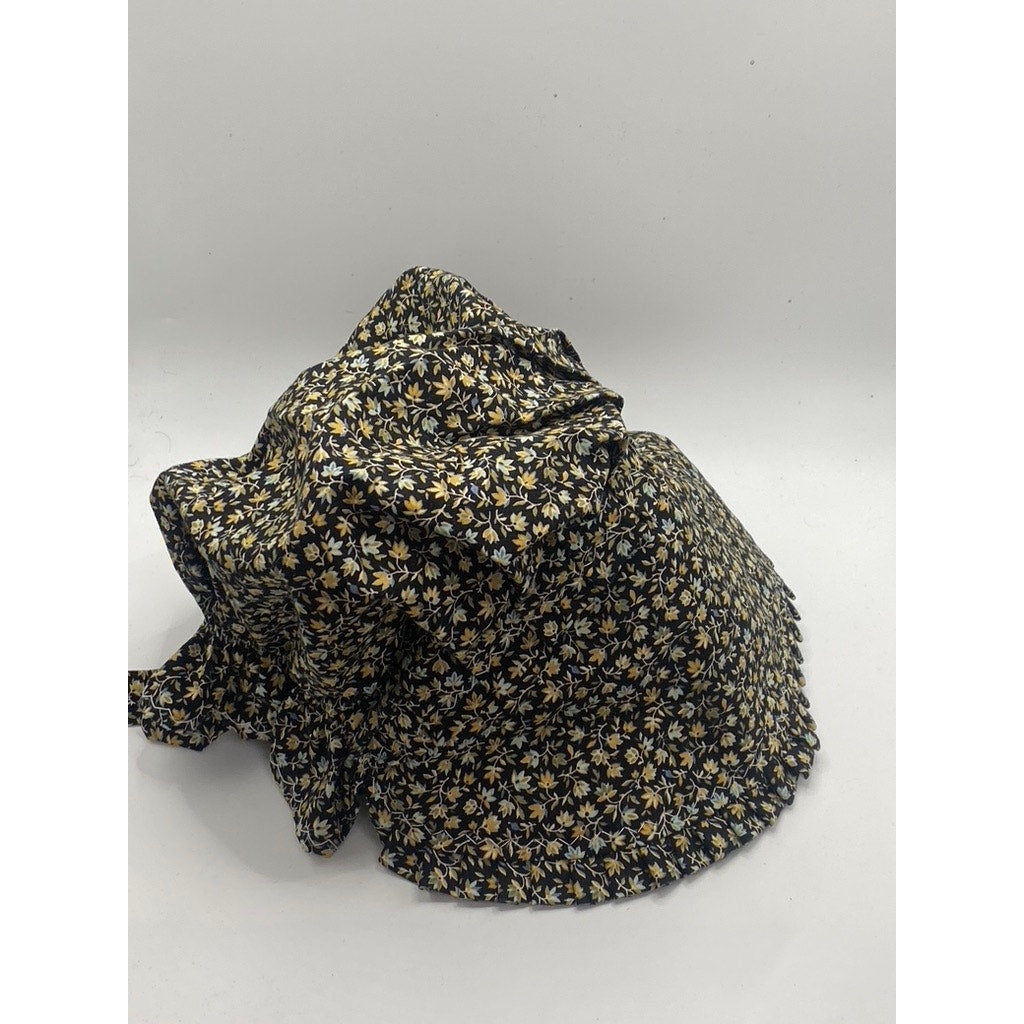 UNBRANDED Women’s Black Floral Print Ruffle Prairie Hat SZ L