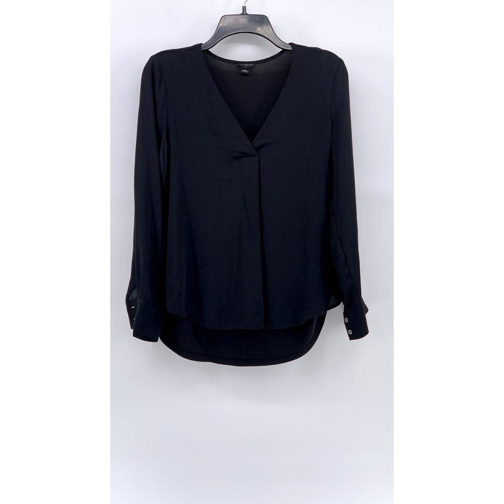 ANN TAYLOR Women's Black Petite V-Neck Long Sleeve Top SZ SP