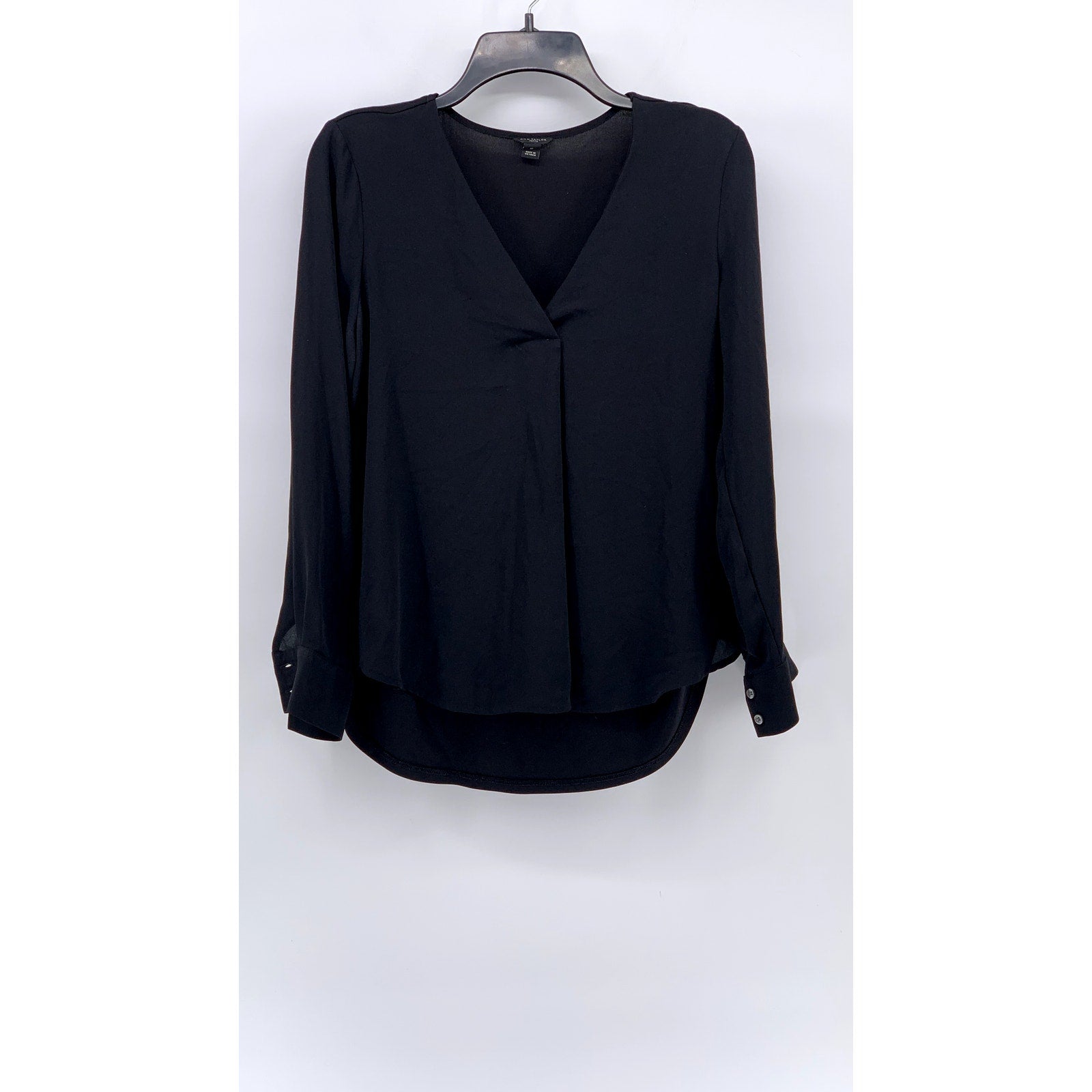 ANN TAYLOR Women's Black Petite V-Neck Long Sleeve Top SZ SP