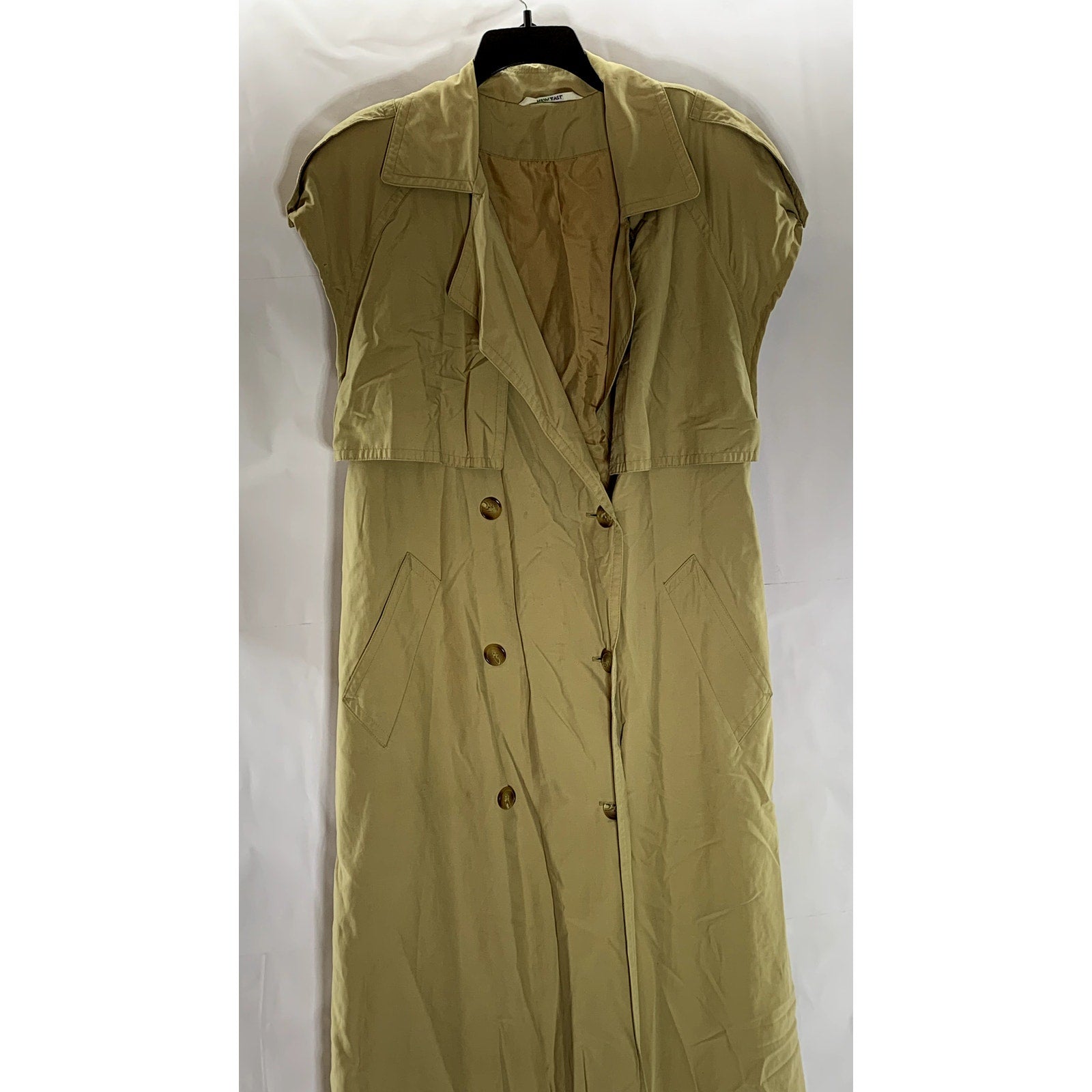 NEW FAST Women's Tan Button-Front Belted Sleeveless Trench Coat SZ 12
