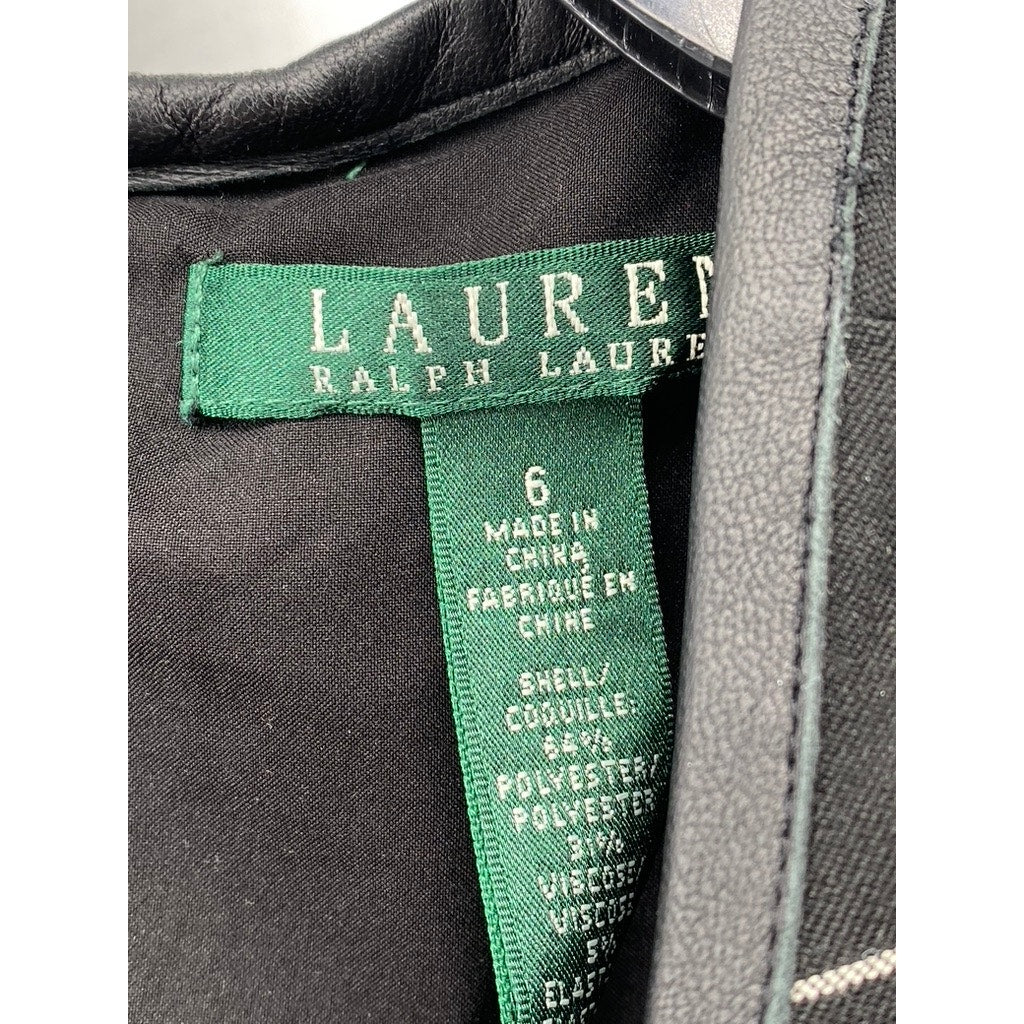 LAUREN RALPH LAUREN Women's Black Windowpane Crewneck A-Line Dress SZ 6