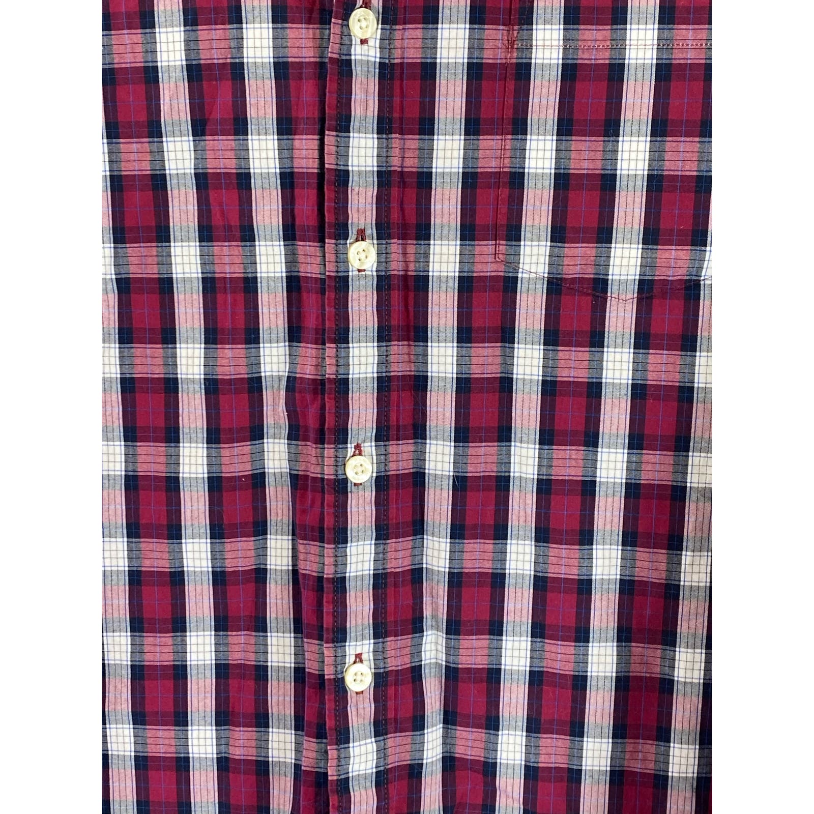J. CREW Men's Red Checkered Washed Casual Tailored-Fit Button-Up Shirt SZ M