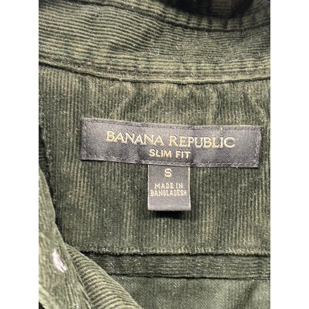 BANAN REPUBLIC Men's Green Corduroy Slim-Fit Button-Up Long Sleeve Shirt SZ S