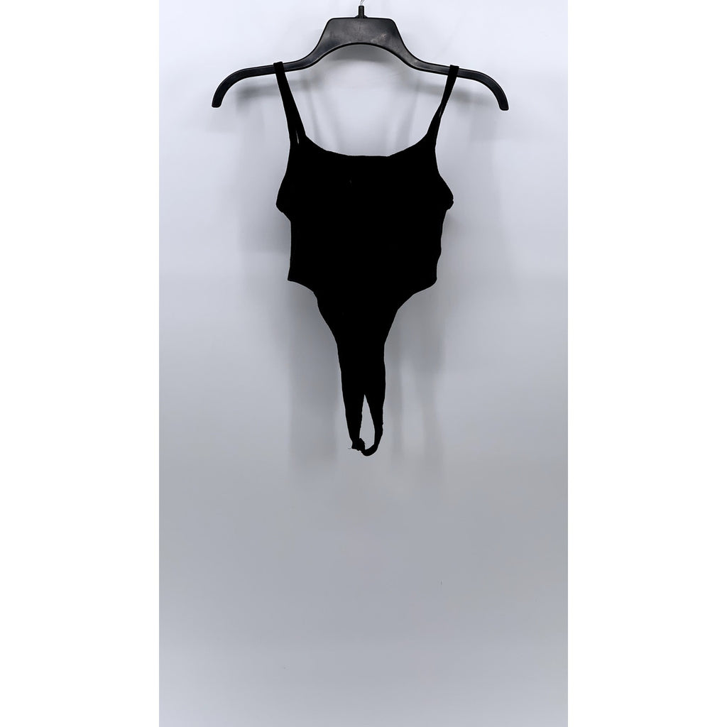ZARA Women’s Black Ribbed Scoop-Neck Spaghetti Strap Fitted Bodysuit SZ S