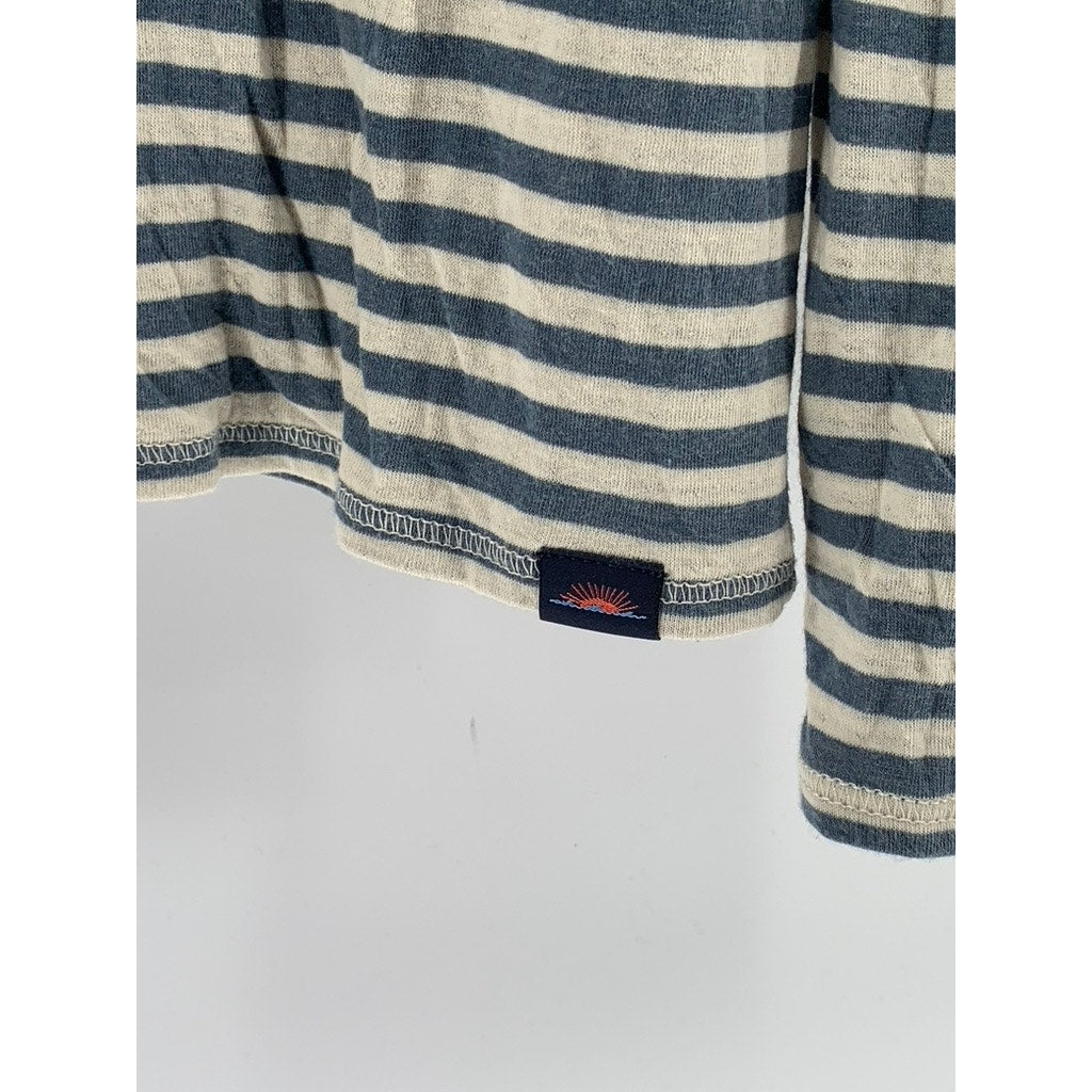 FARHERTY CLOUD Men's Gray-White Striped Scoop-Neck Long Sleeve Casual Top SZ L