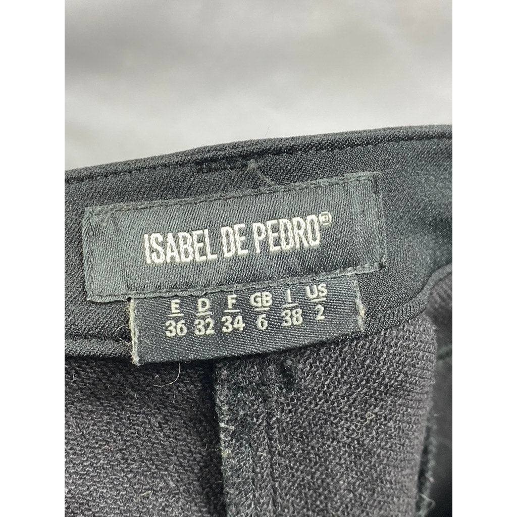 ISABEL DE PEDRO Women's Black Solid Extra Slim Leg 4-Pocket Trouser SZ 2