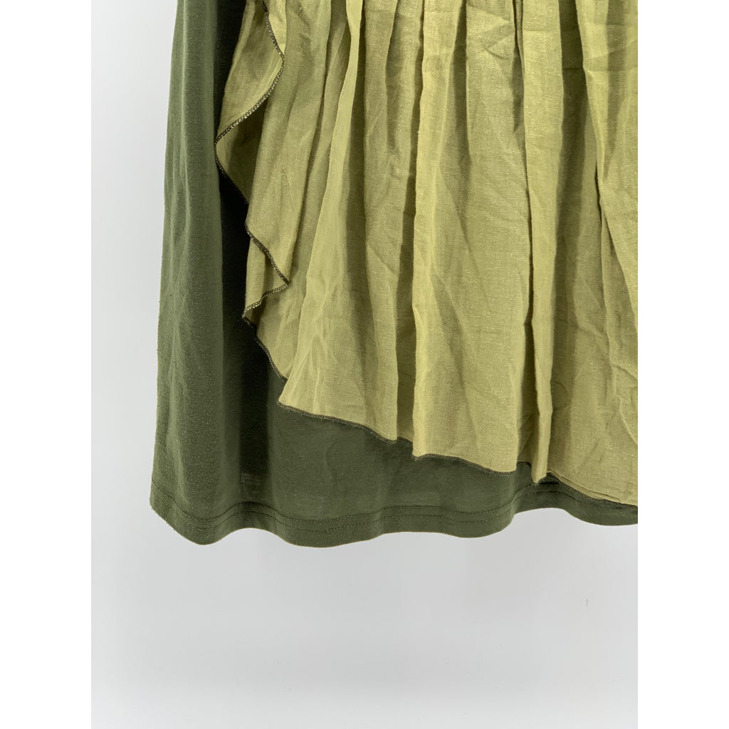 M+P+E Women's Green Scoop-Neck Ball Detail Ruffle Tank Top SZ M