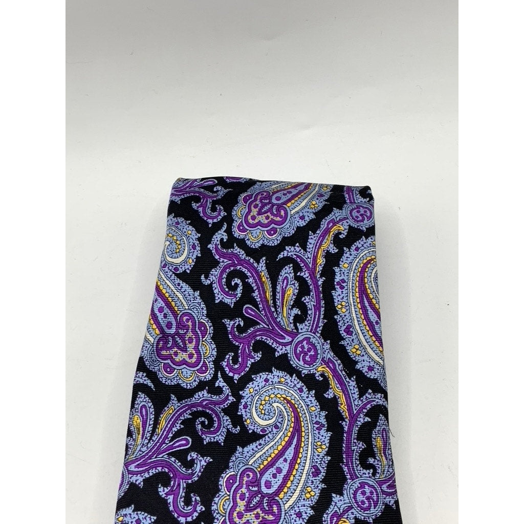 LAUREN RALPH LAUREN Men's Black-Purple Paisley Silk Tie SZ OS