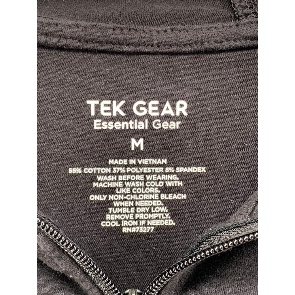 TEK GEAR Women's Black Zip-Up Hooded Essential Gear Sweater SZ M