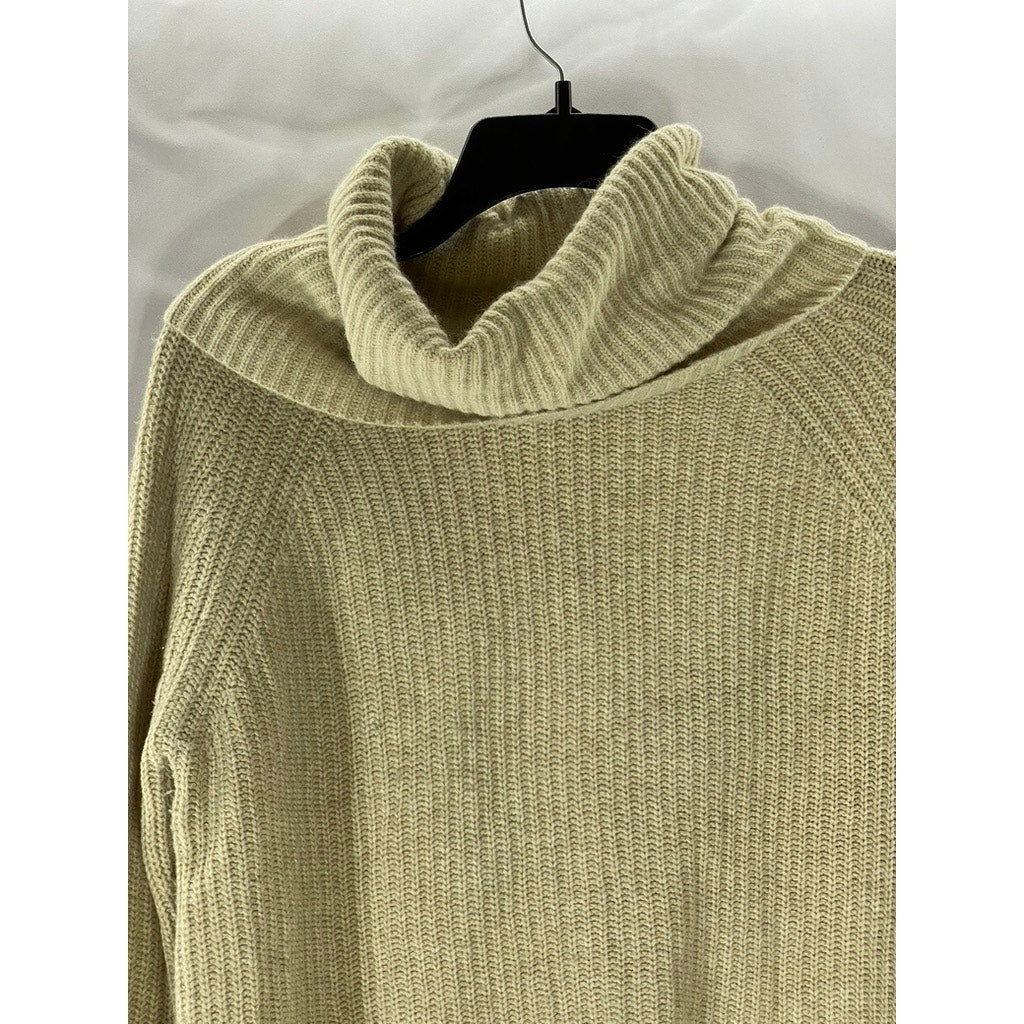 CLUB MONACO Women's Tan Knit Hi-Low Turtleneck Long Sleeve Sweater SZ M