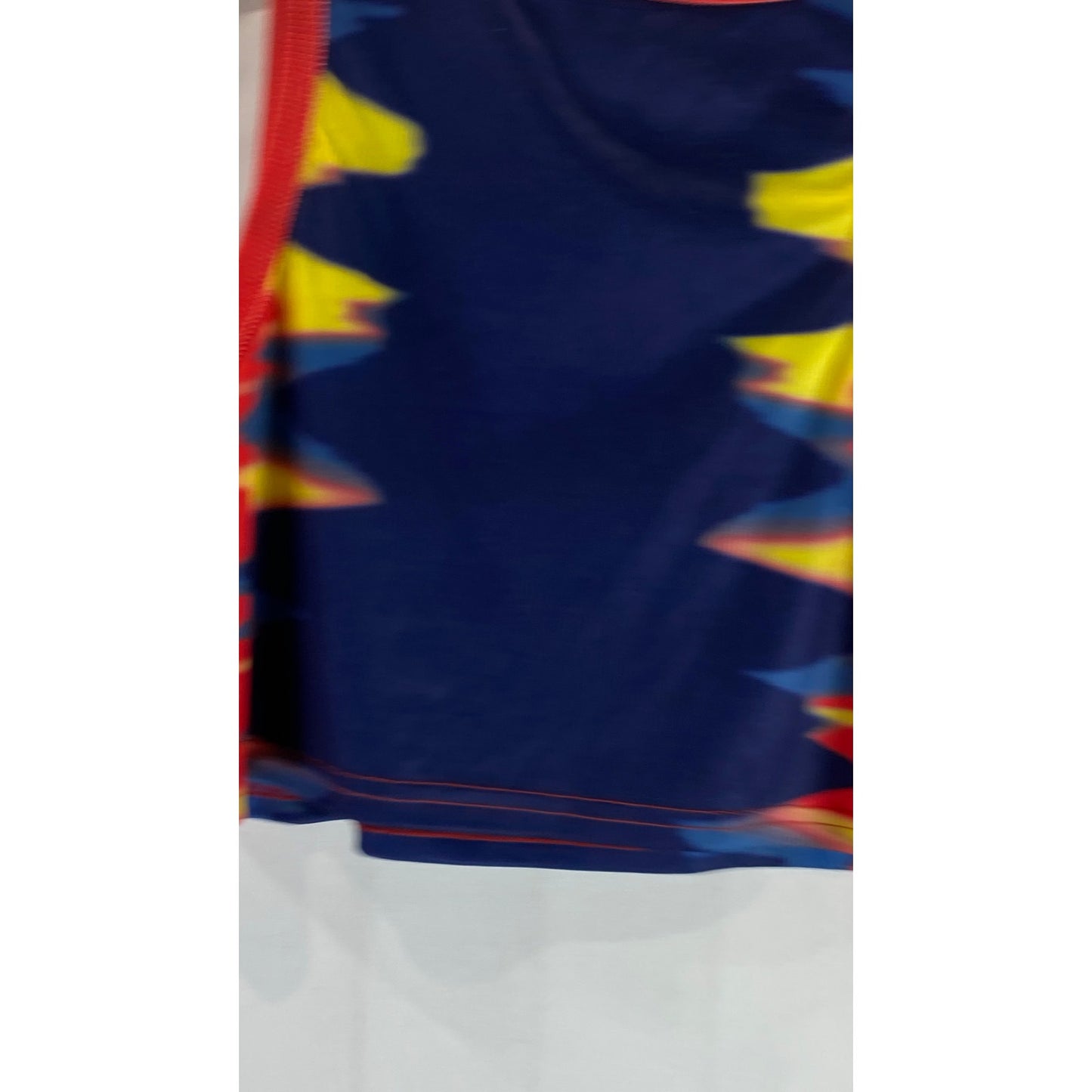 Women's Red/Blue Tiger Ribbed Crewneck Cropped Tank Top SZ L