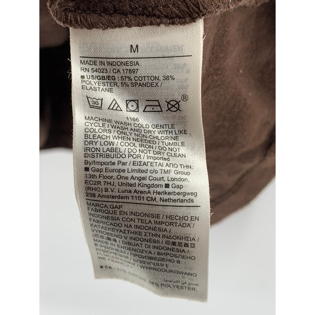GAP Women's Chocolate Brown Long Puff Sleeve Pullover Mock-Neck Top SZ M