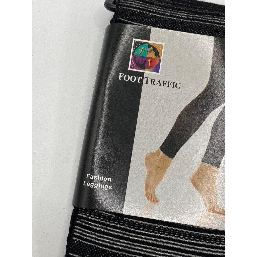 FOOT TRAFFIC Women's Black Cutout Pull-On Fashion Footless Leggings SZ OS