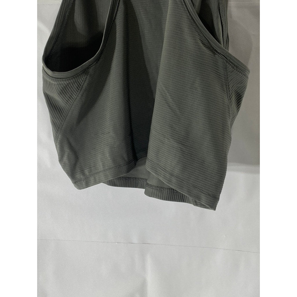 90 DEGREE BY REFLEX Women’s Charcoal Ribbed Racerback Cropped Tank Top SZ XL