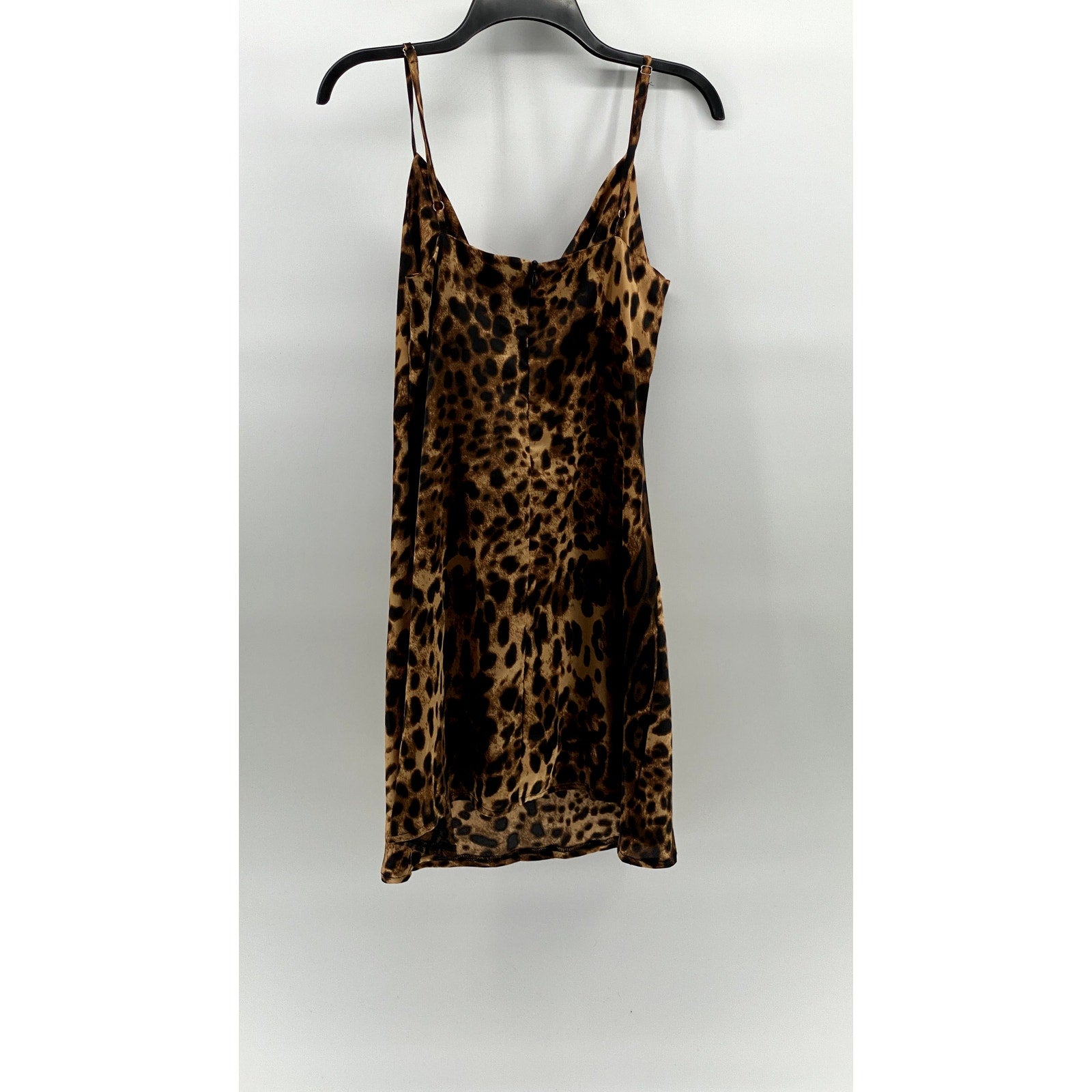 UNBRANDED Women's Animal Print Cowl-Neck Spaghetti Strap Mini Dress SZ M