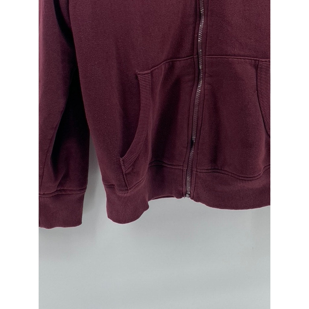 GEORGE Men's Burgundy Casual Drawstring Hooded Long Sleeve Zip-Up Sweater SZ M