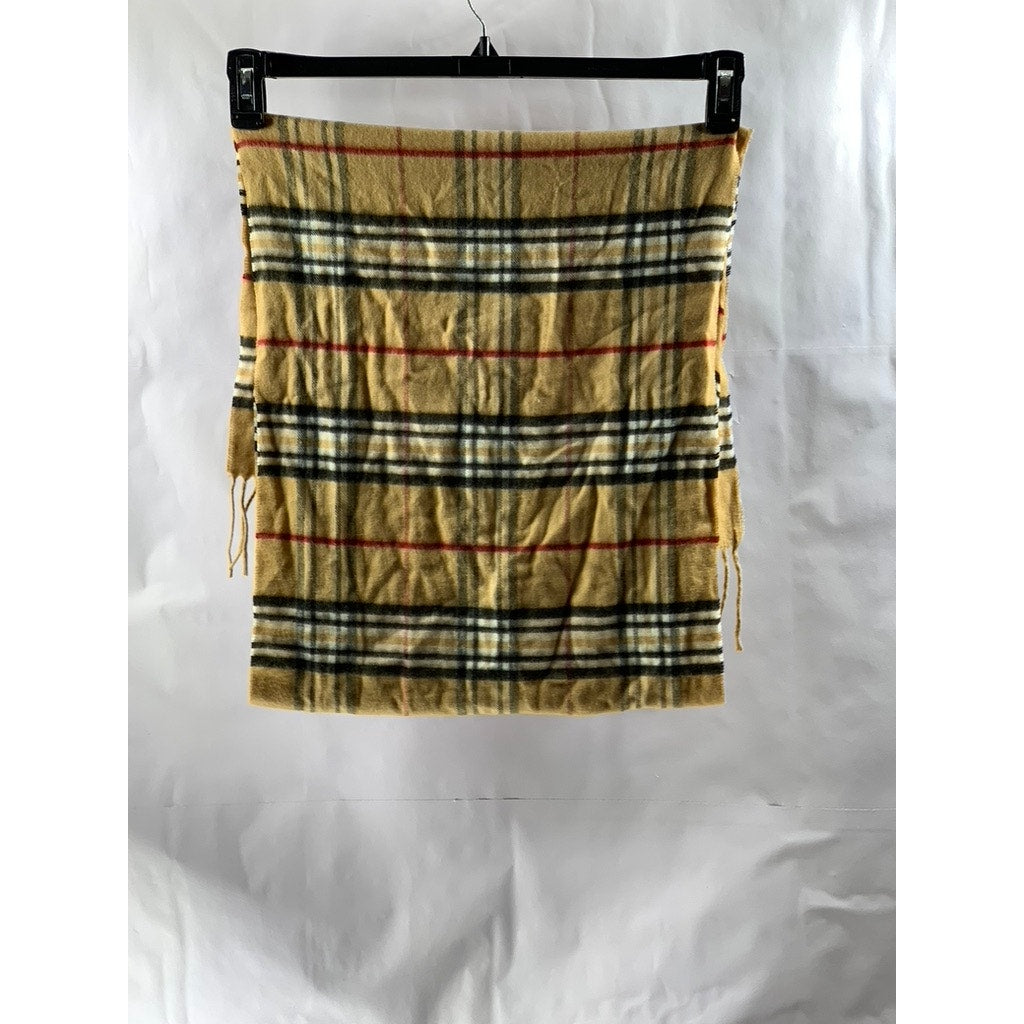 V. FRAAS Unisex Tan-Black Plaid Fringe Cashmink Scarf