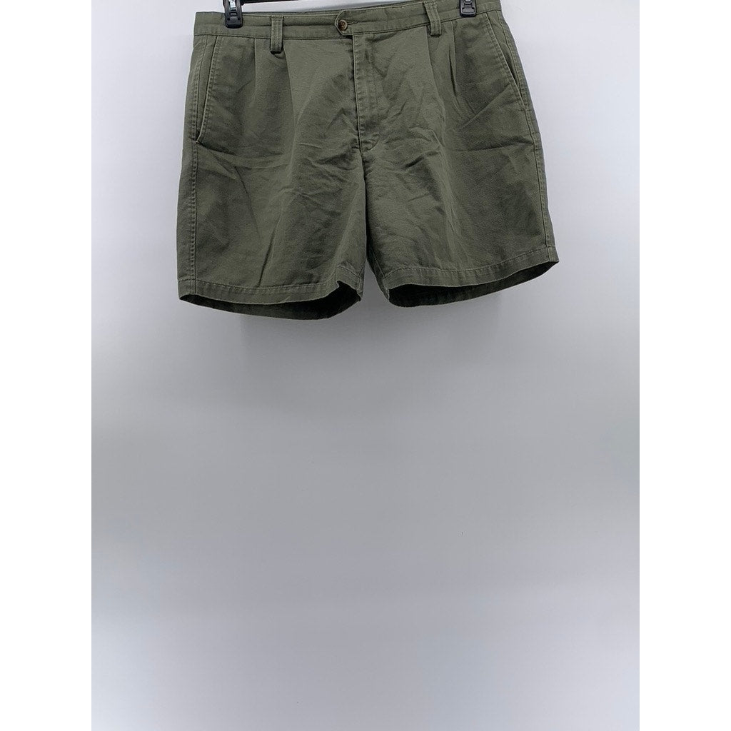 DOCKERS KHAKIS Women's Olive Green Pleated Regular-Fit Shorts SZ 34