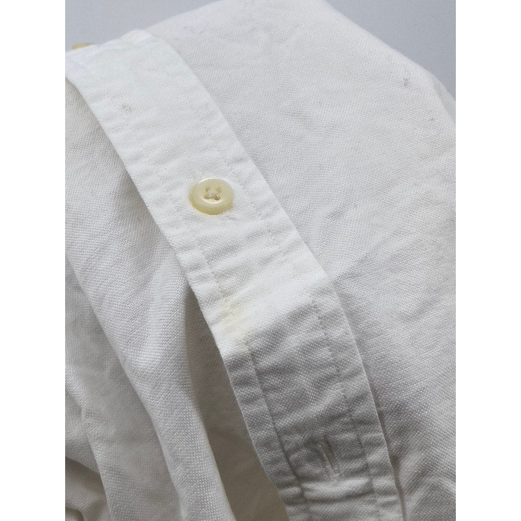 POLO RALPH LAUREN Men's White Solid Regular-Fit Button-Up Long Sleeve Shirt SZXL