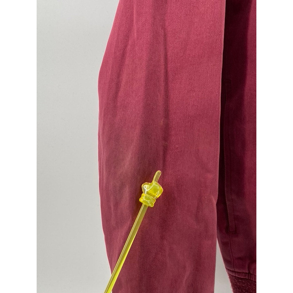 TOPMAN Men's Burgundy Mandarin-Collar Long Sleeve Zip-Up Bomber Jacket SZ S