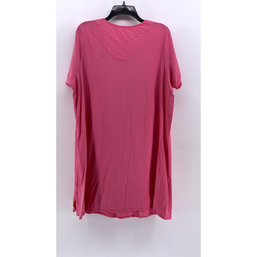 UNBRANDED Women's Pink Floral Embroidered Short Sleeve V-Neck Sleep Gown SZ XL