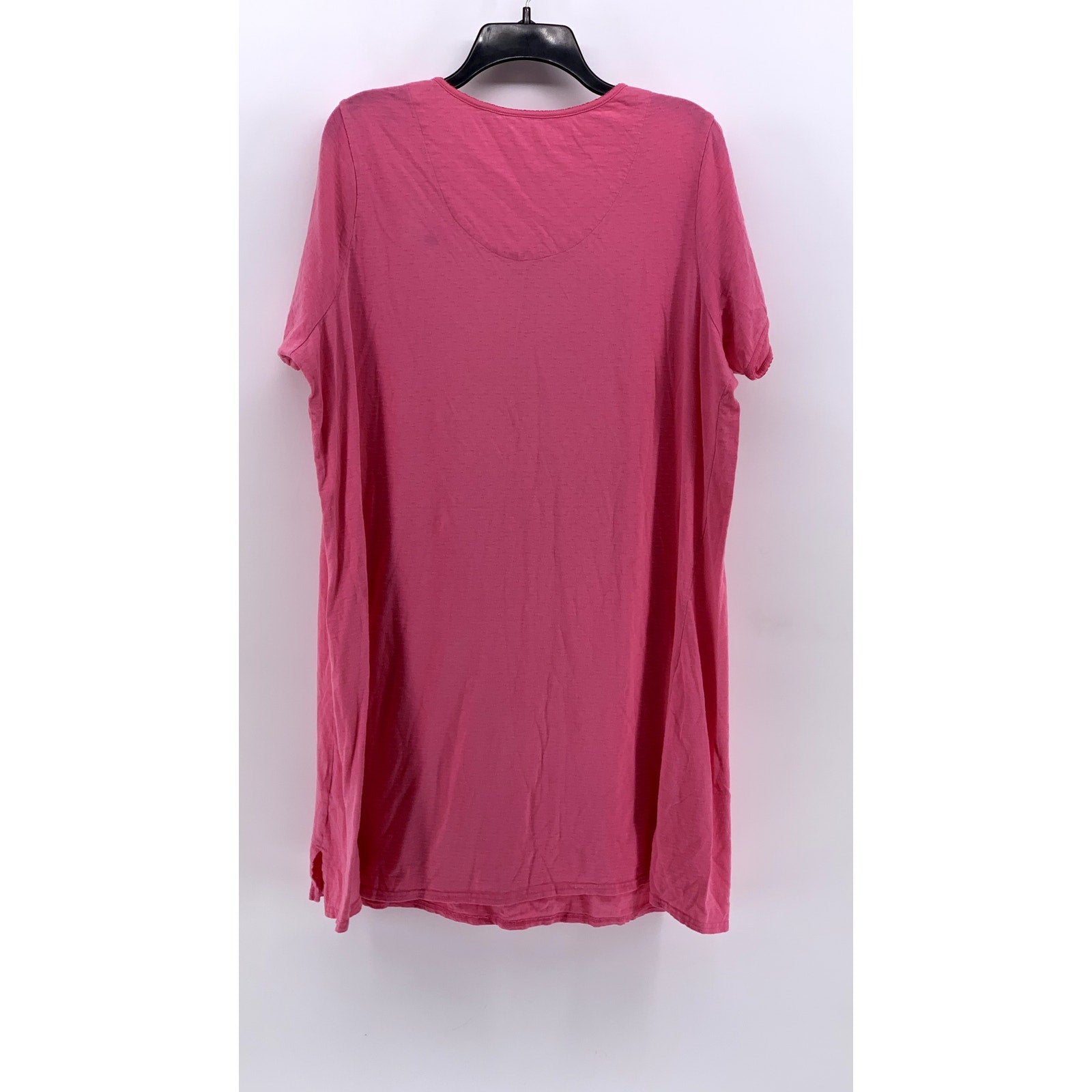 UNBRANDED Women's Pink Floral Embroidered Short Sleeve V-Neck Sleep Gown SZ XL