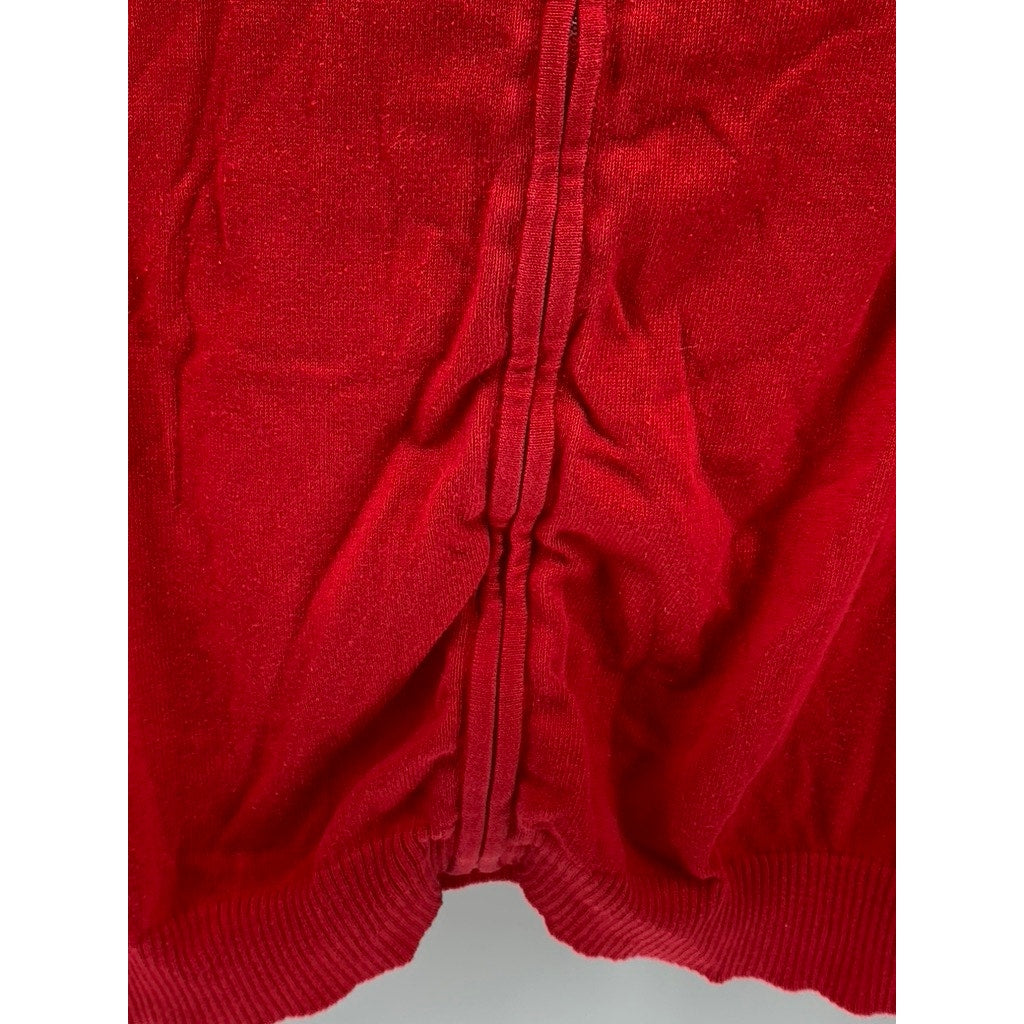 MOTHERHOOD MATERNITY Women's Red Knit Zip-Up Hooded Long Sleeve Sweater SZ S