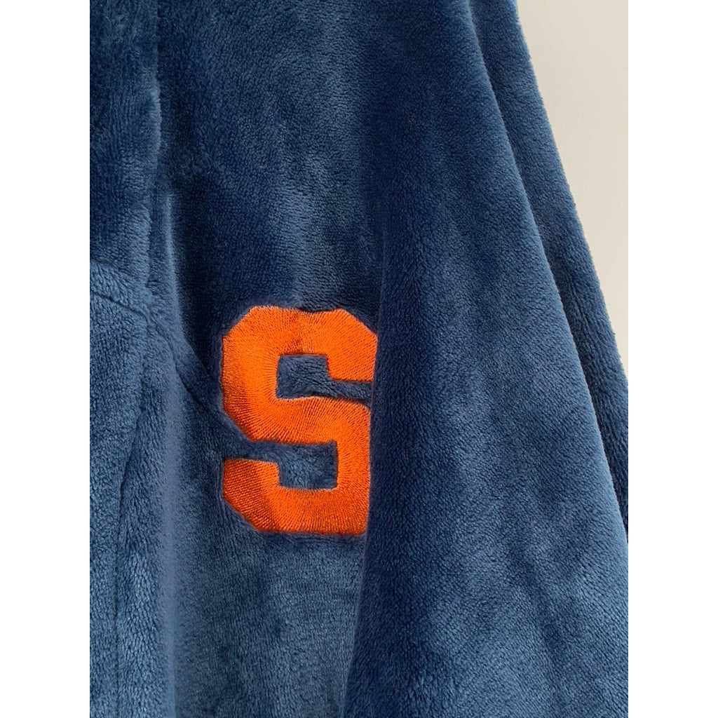 DAVID ARCHY Men's Blue Fleece Embroidered Robe SZ L/XL
